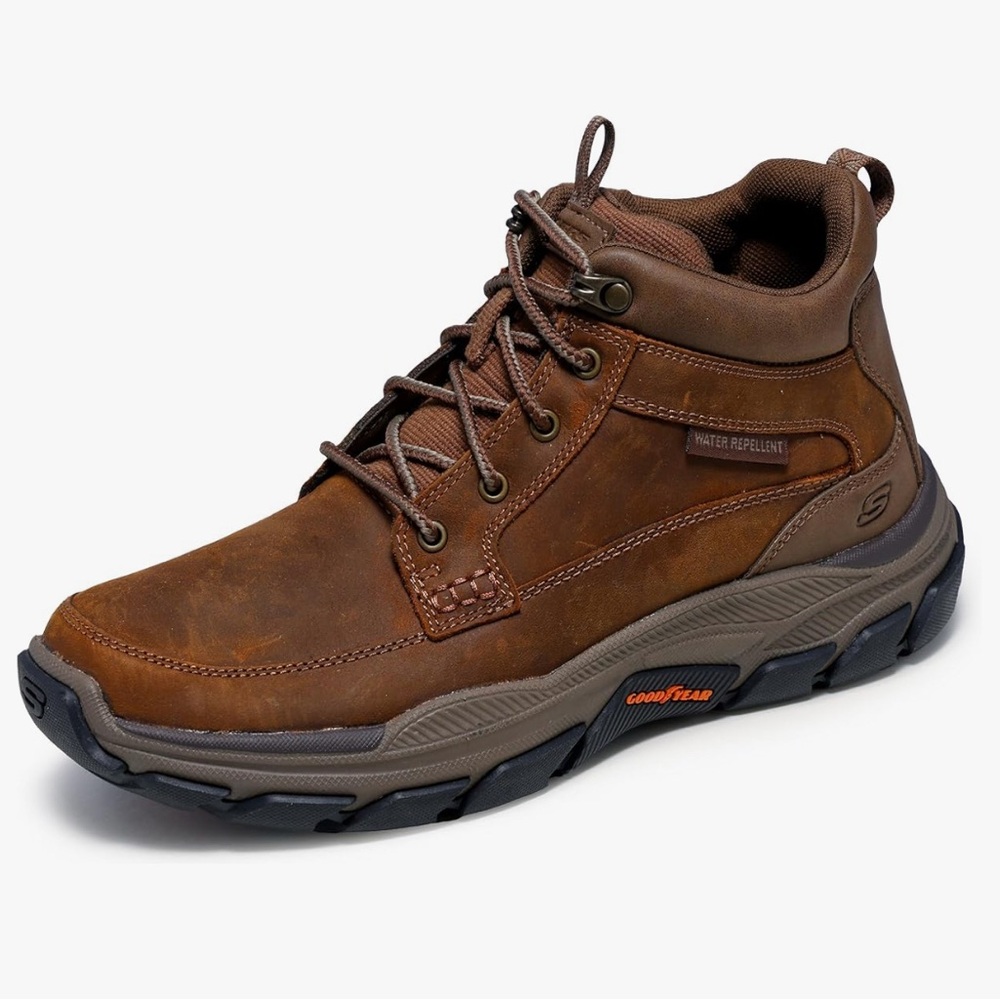 Skechers USA Men's Respected-Boswell 204454 Mid Top Leather Moc Toe Lace Up